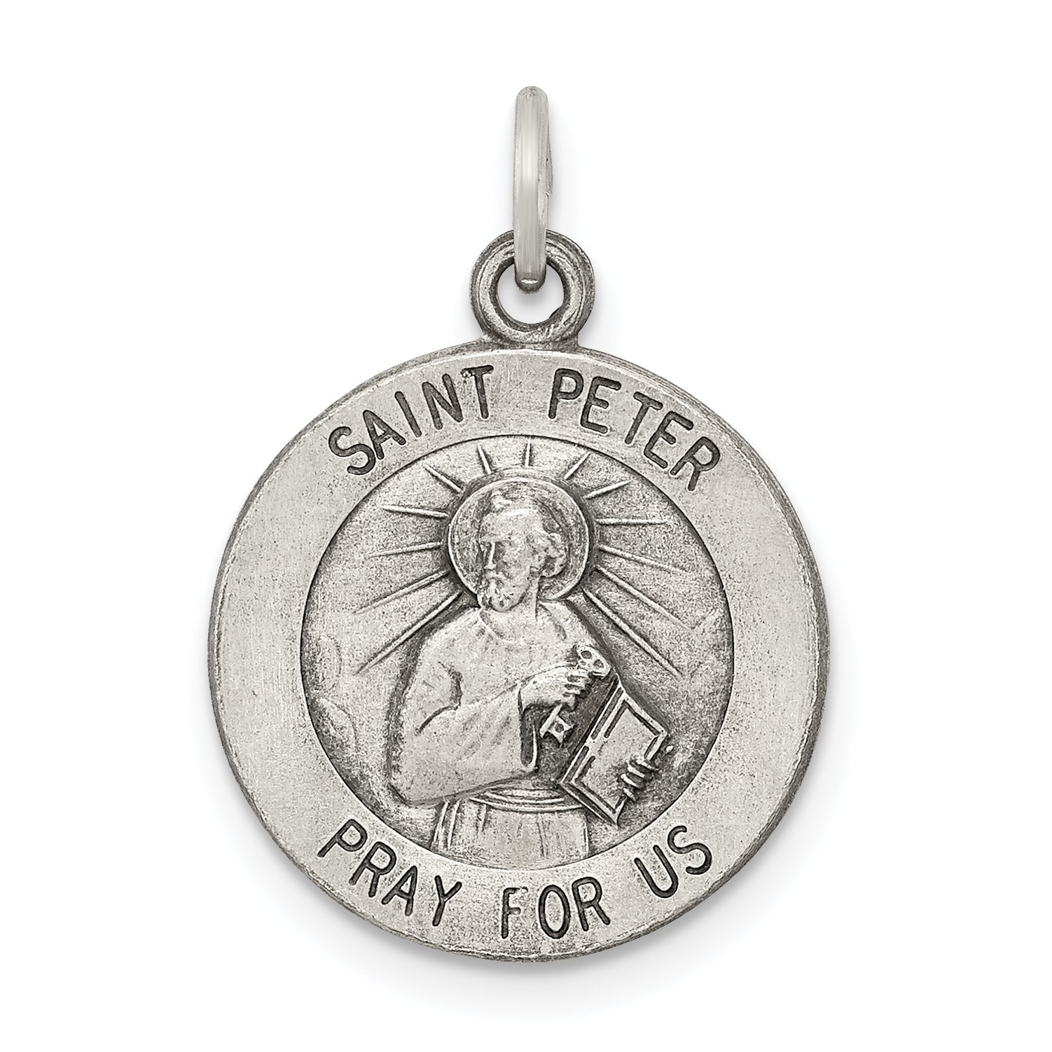 Sterling Silver Antiqued Saint Peter Medal Main image