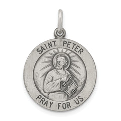 Sterling Silver Antiqued Saint Peter Medal