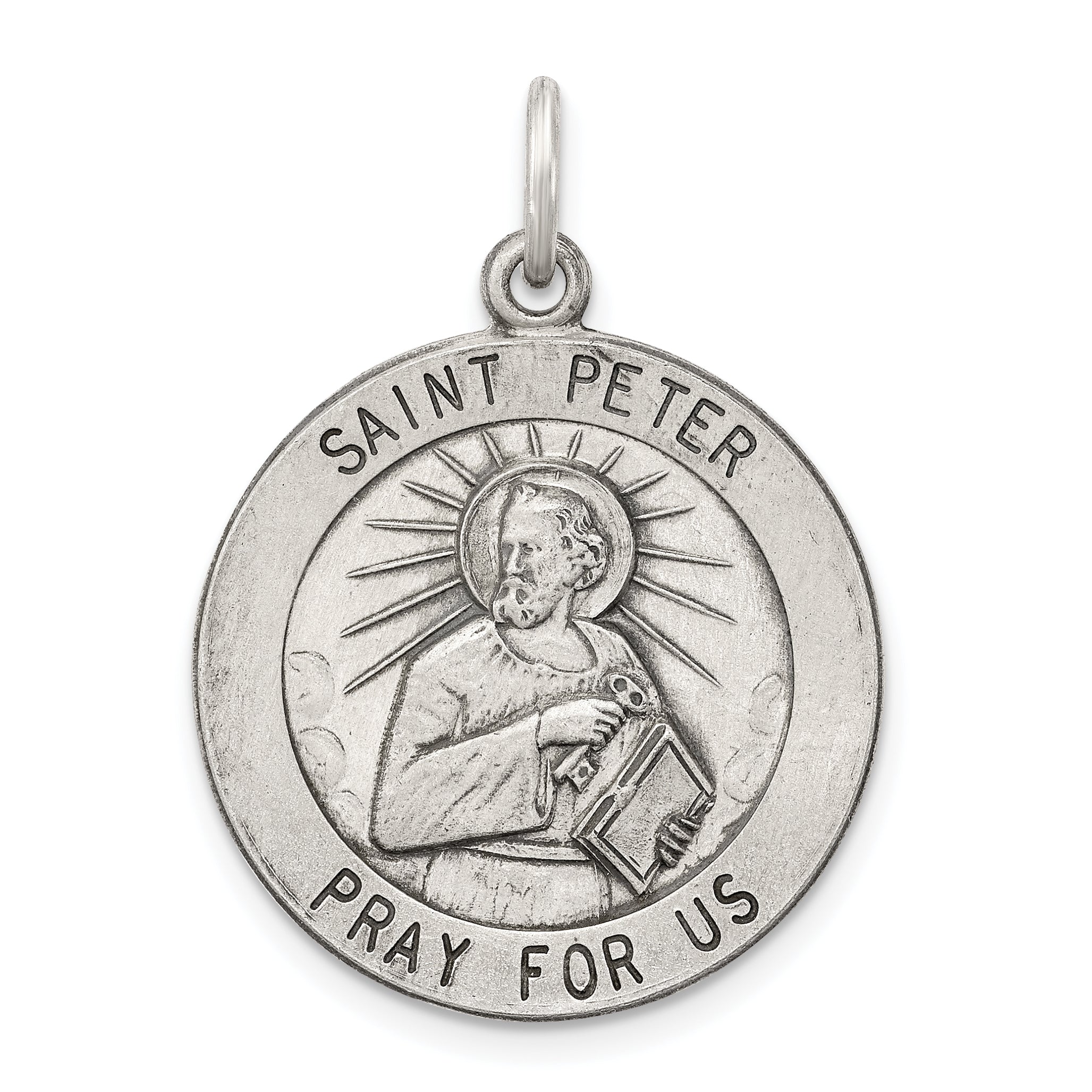 Sterling Silver Antiqued Saint Peter Medal Main image