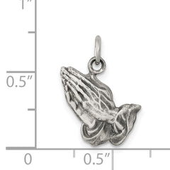 Sterling Silver 925 Antiqued Praying Hands Charm Elegant Vintage Style