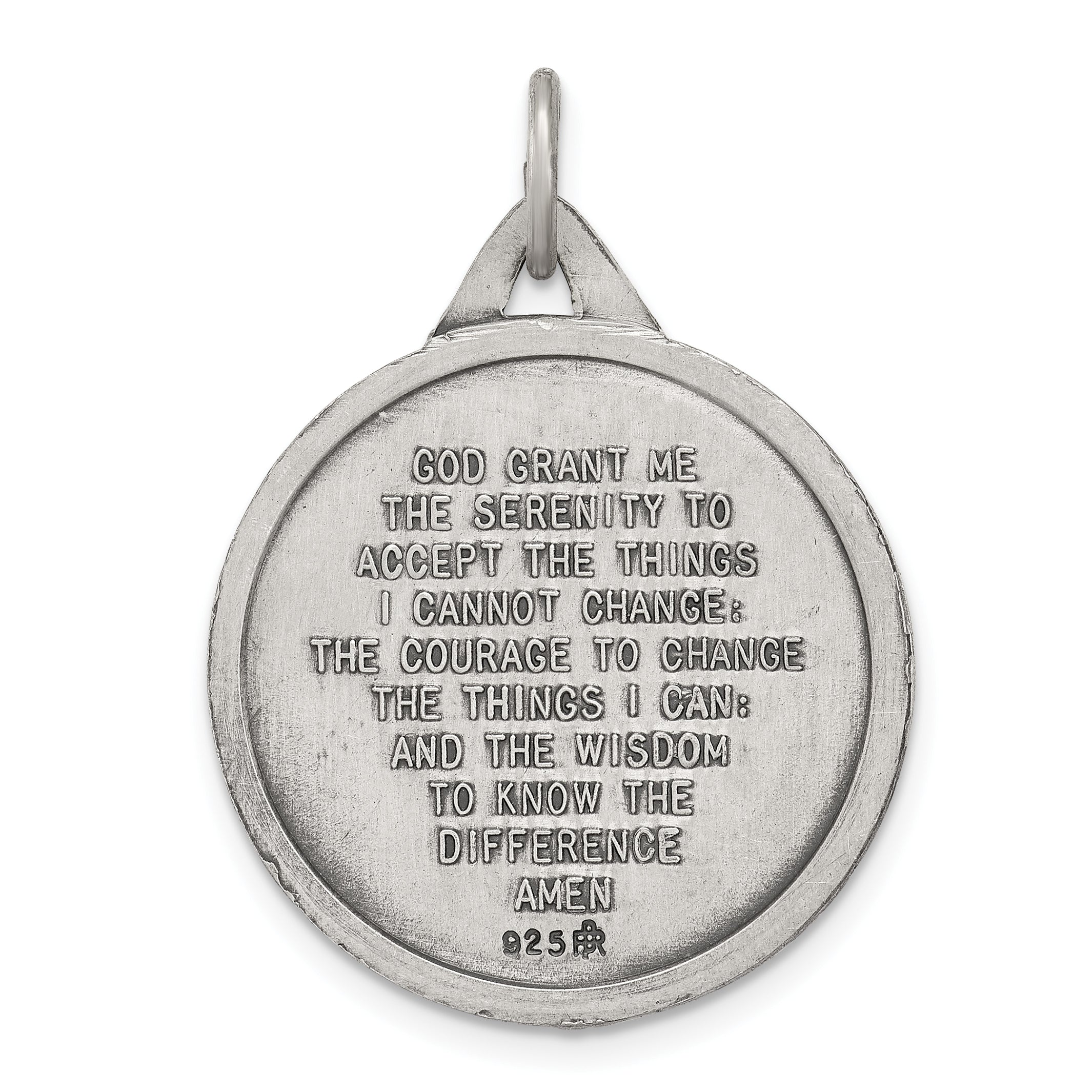 Sterling Silver 925 Praying Hands Pendant with Antiqued Finish