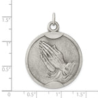 Sterling Silver 925 Praying Hands Pendant Antiqued Finish Vintage Style