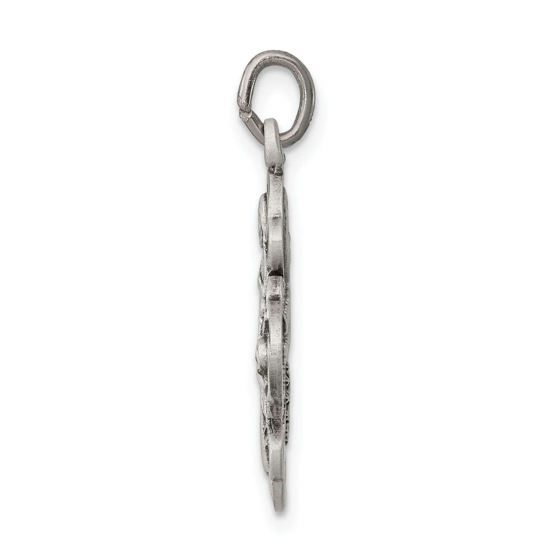 Sterling Silver 925 Antiqued Reversible 4-Way Medal Pendant