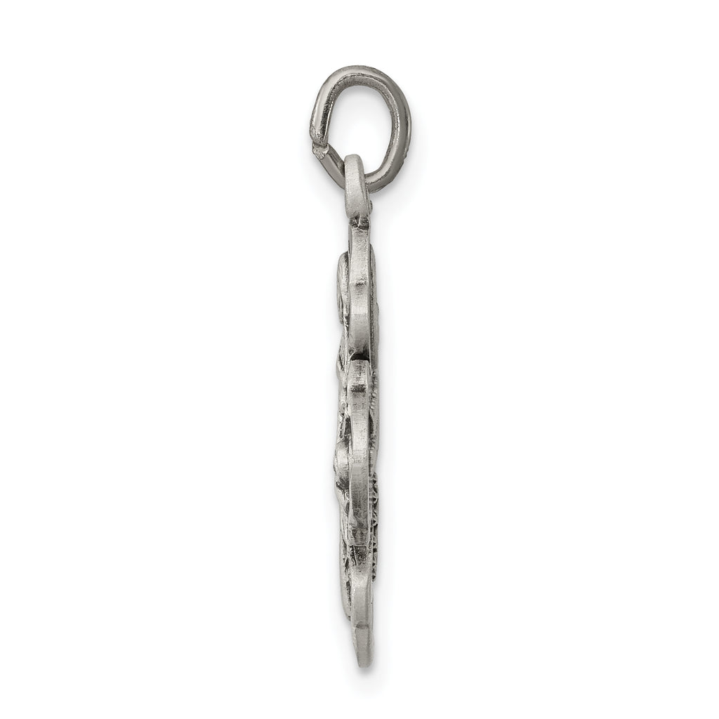 Sterling Silver 925 Antiqued Reversible 4-Way Medal Pendant