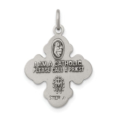 Sterling Silver 925 Antiqued Reversible 4-Way Medal Pendant