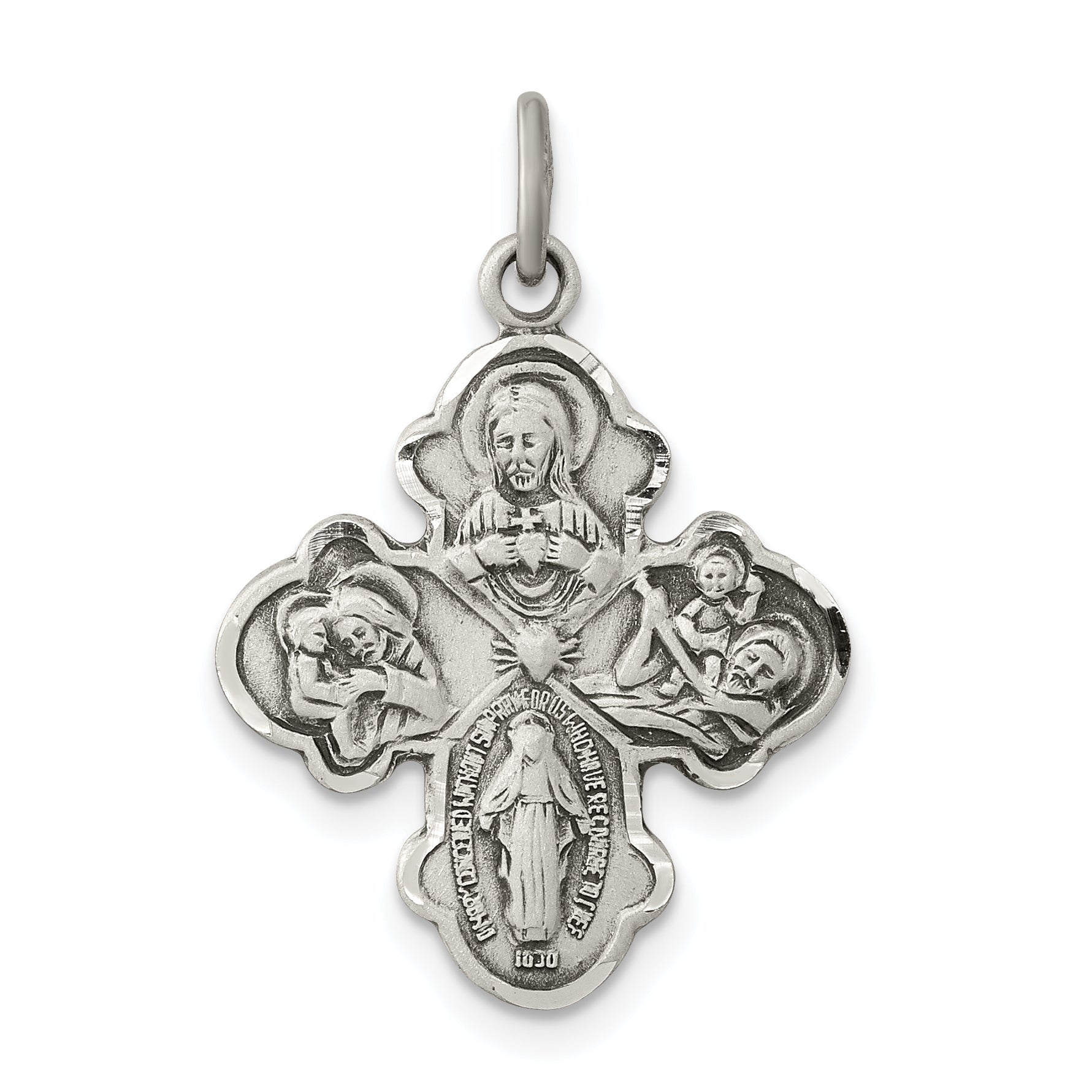 Sterling Silver Antiqued Reservible 4-way Medal Main image