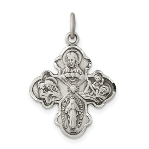 Four-Way Medal in Sterling Silver, 25mm Antiqued Reversible - Sophia Jewelers