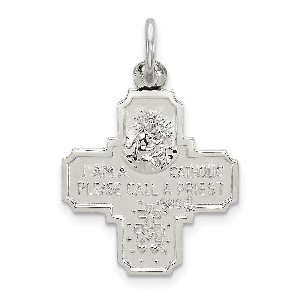 Sterling Silver 4-Way Medal Pendant with Polished Palladium Finish
