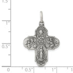 Sterling Silver 925 Reversible Antique 4-Way Medal Pendant