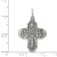 Sterling Silver 925 Reversible Antique 4-Way Medal Pendant