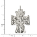Antiqued Sterling Silver Reversible 4-Way Medal Pendant