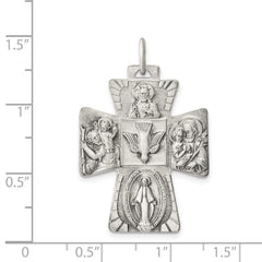 Antiqued Sterling Silver Reversible 4-Way Medal Pendant