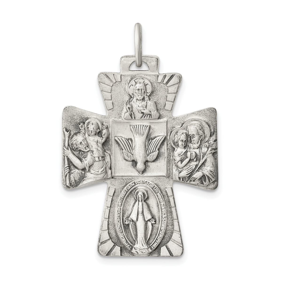 Sterling Silver Antiqued Reversible 4-way Medal