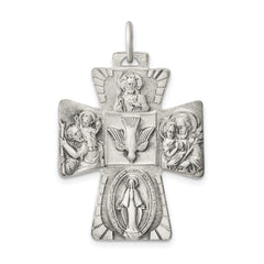 Sterling Silver Antiqued Reversible 4-way Medal