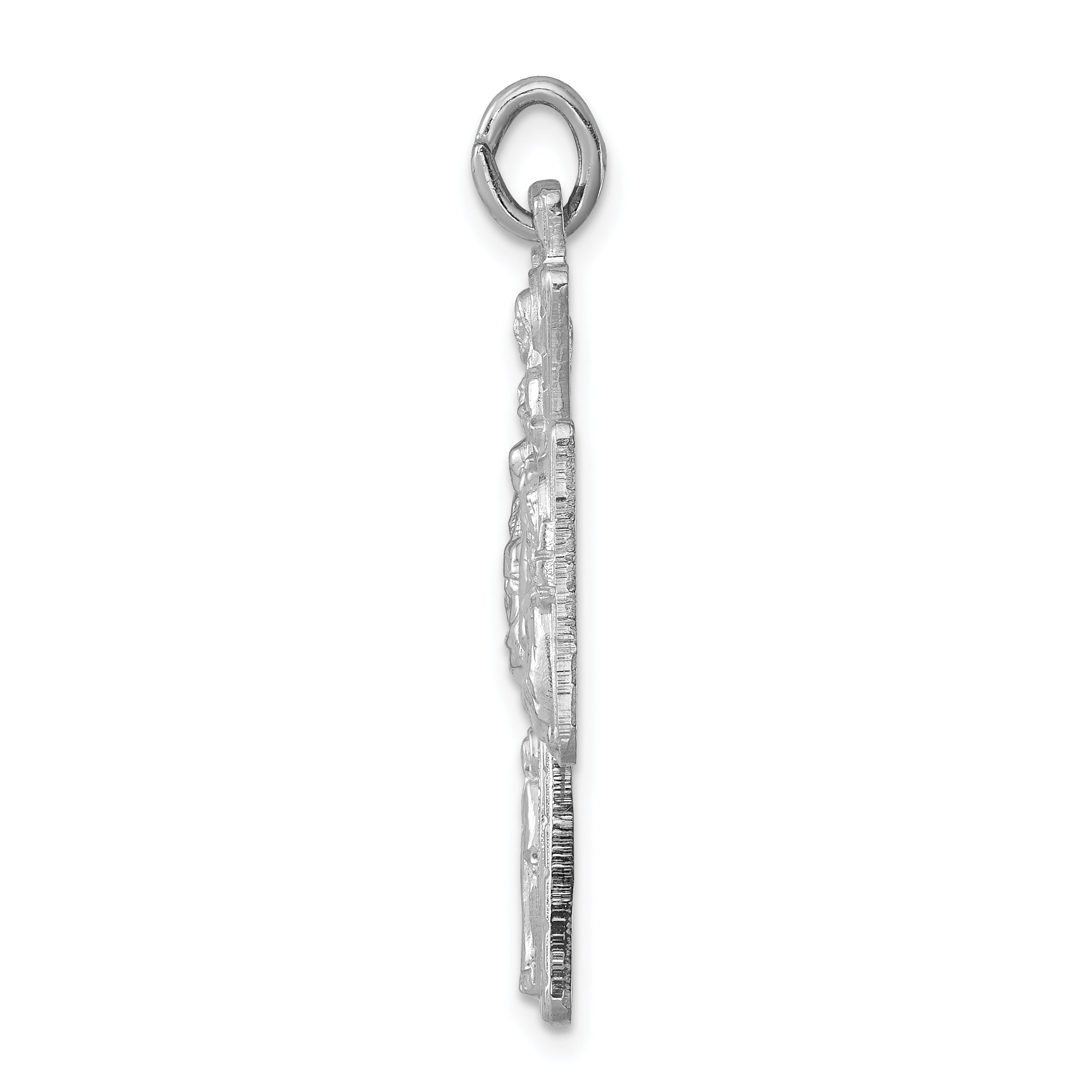 Sterling Silver 925 Reversible 4-Way Medal Pendant with Polished Rhodium Finish