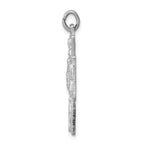 Sterling Silver 925 Reversible 4-Way Medal Pendant with Polished Rhodium Finish