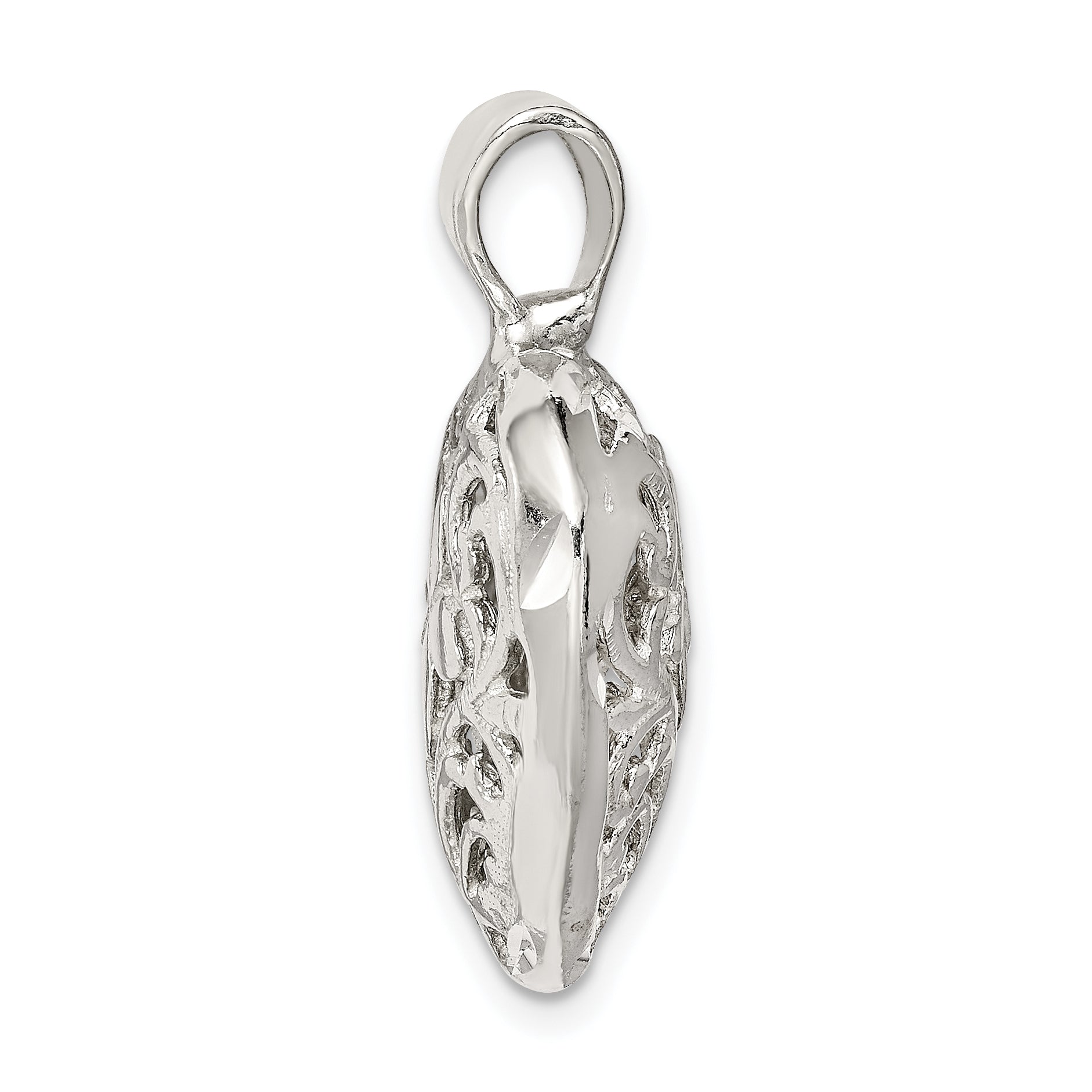 925 Sterling Silver Floral Heart Pendant with Polished Anti-Tarnish Finish Secondary image