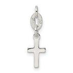 Children's Polished Sterling Silver Cross Charm with Anti-Tarnish Finish