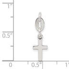 Children's Polished Sterling Silver Cross Charm with Anti-Tarnish Finish