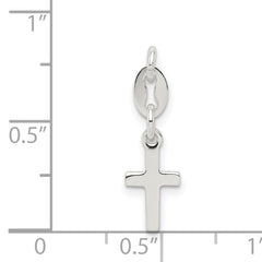 Children's Polished Sterling Silver Cross Charm with Anti-Tarnish Finish