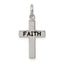 Sterling Silver Rhodium-plated Black Ink FAITH and CZ Antiqued Cross Charm