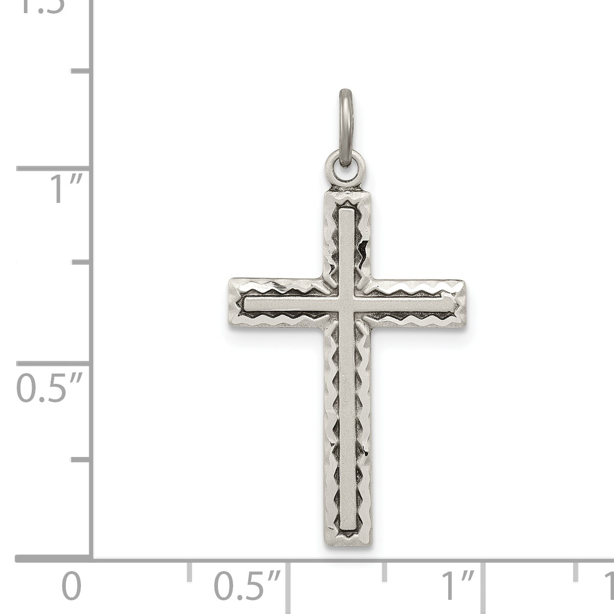 Antiqued Sterling Silver Cross Charm Vintage Inspired Pendant