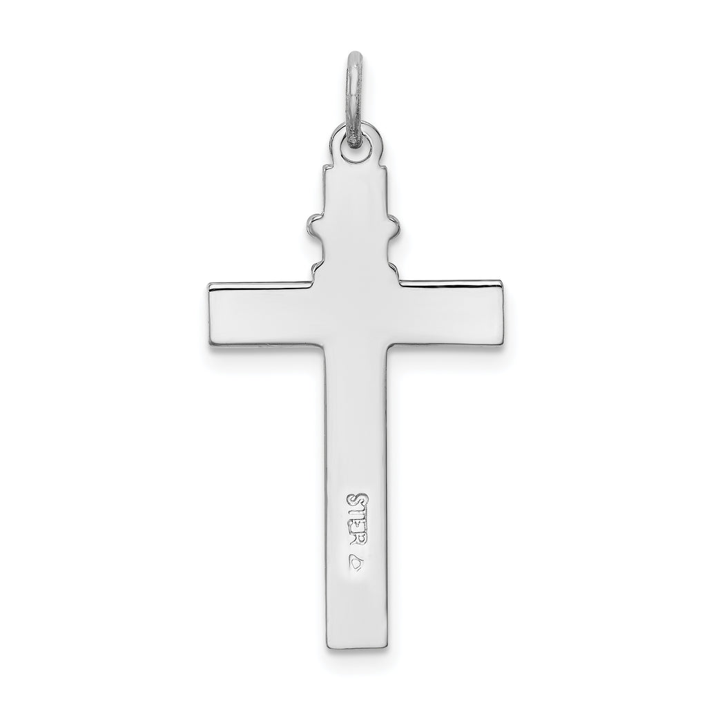 Sterling Silver 925 Rosary Cross Pendant with Rhodium Plating