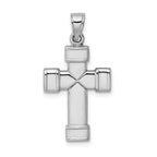 Reversible 925 Sterling Silver Cross Pendant with Rhodium 3D Design