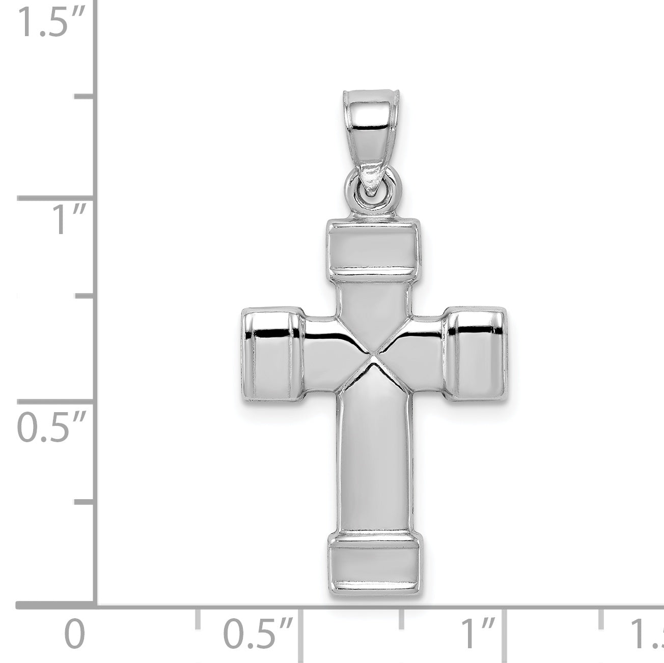 Reversible 925 Sterling Silver Cross Pendant with Rhodium 3D Design