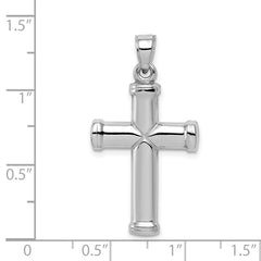 Sterling Silver Rhodium-plated Hollow Reversible Cross Pendant
