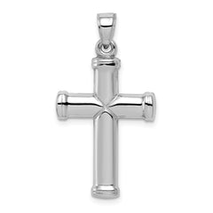 Sterling Silver Rhodium-plated Hollow Reversible Cross Pendant