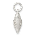Sterling Silver 925 Filigree Heart Charm with Polished Anti-Tarnish Finish