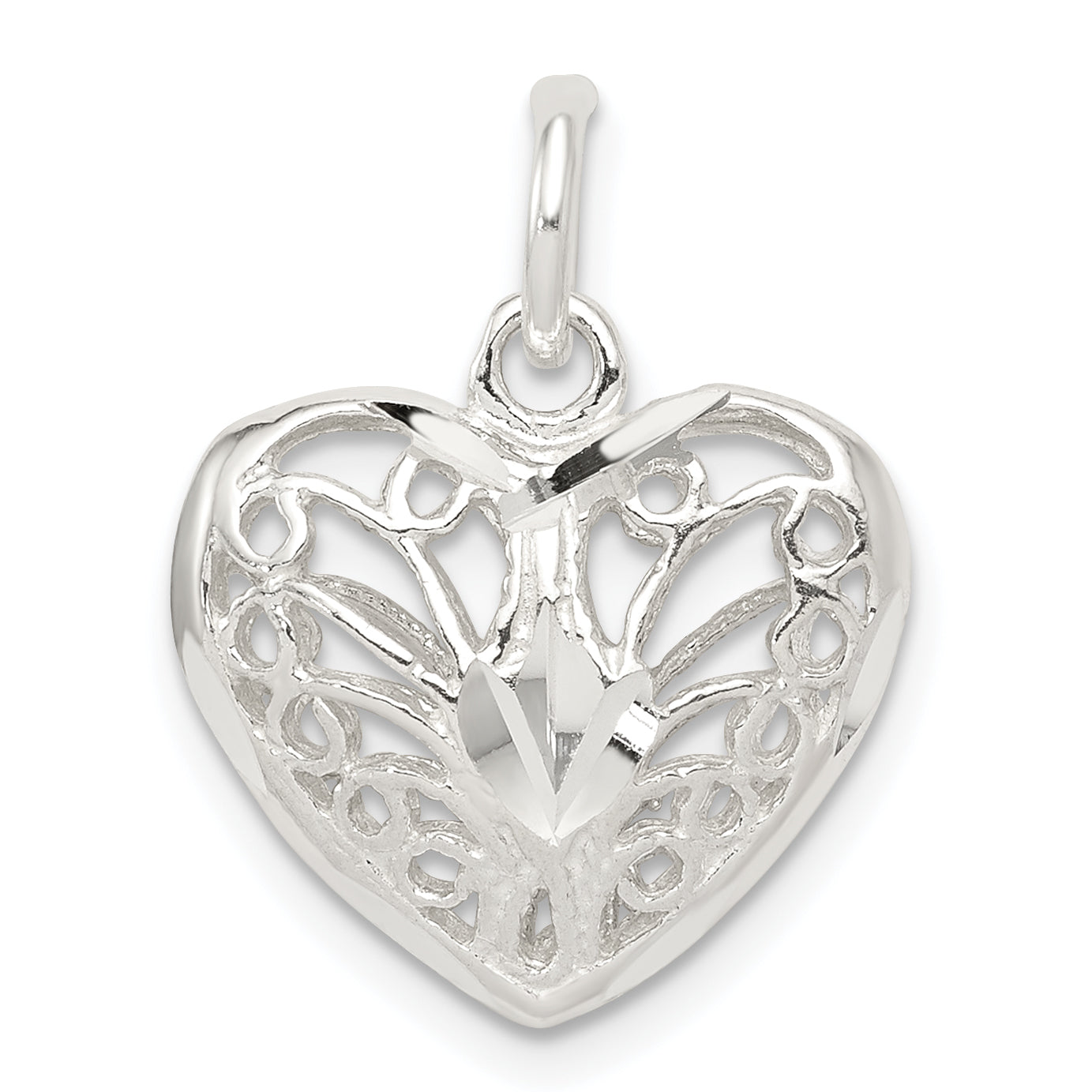 Sterling Silver Filigree Heart Charm Main image