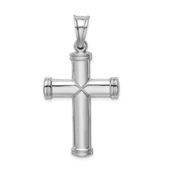 Sterling Silver Rhodium-Plated Reversible Cross Pendant 3D Design