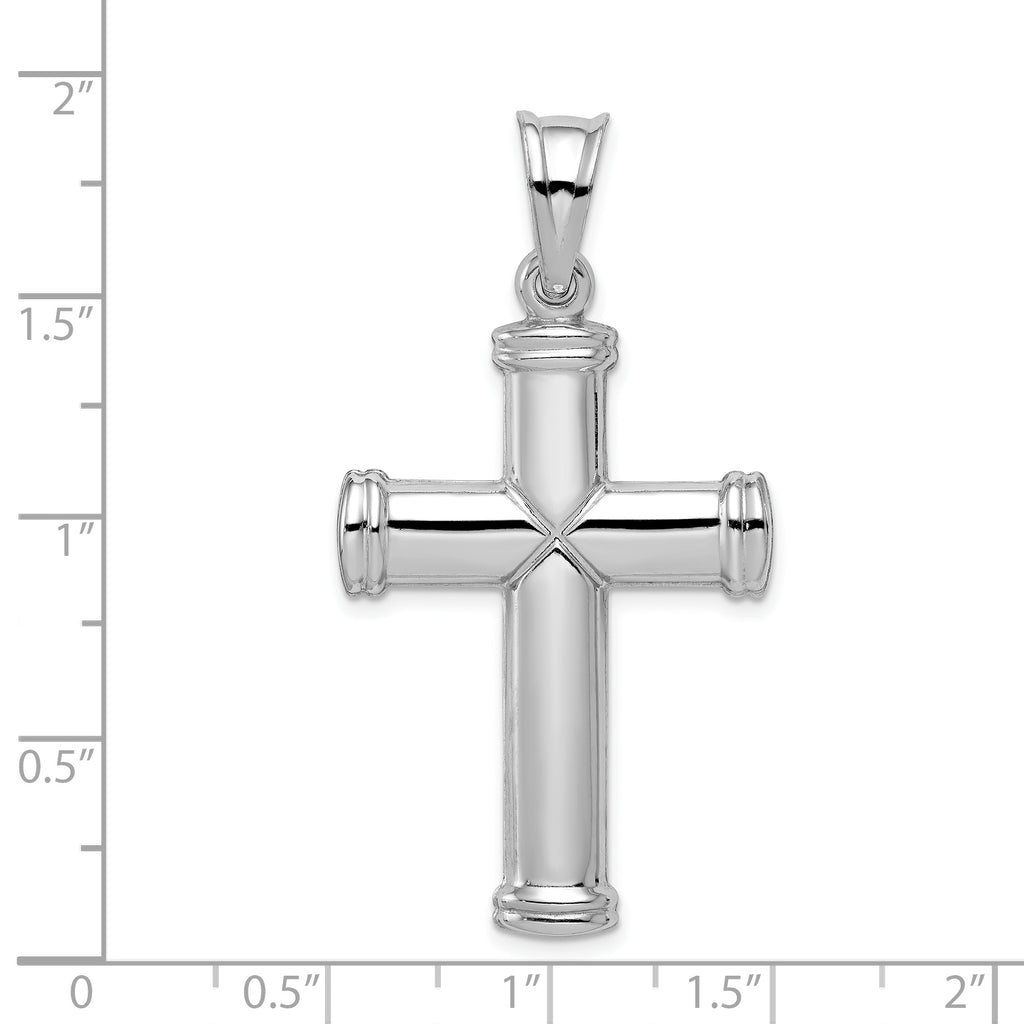 Sterling Silver Rhodium-Plated Reversible Cross Pendant 3D Design