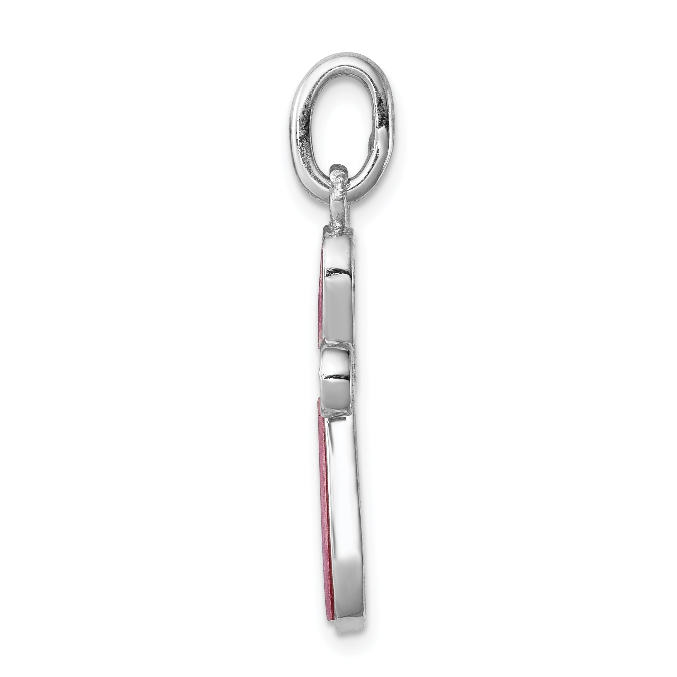 Sterling Silver 925 Cross Pendant with Pink Mother of Pearl