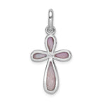 Sterling Silver 925 Cross Pendant with Pink Mother of Pearl