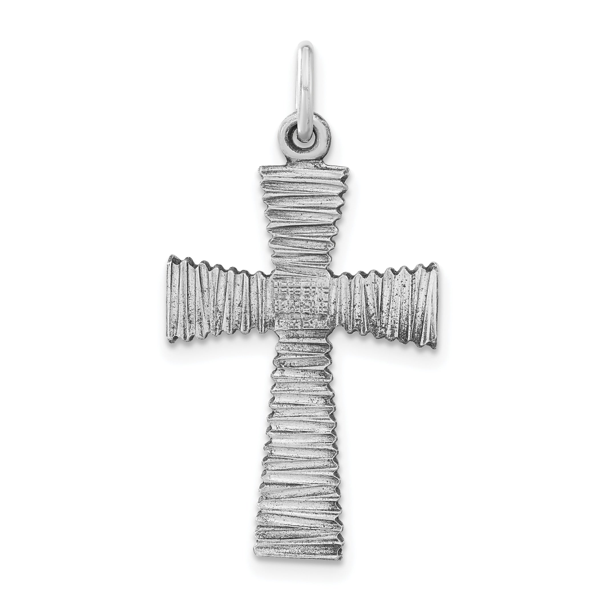 Sterling Silver Antiqued Textured Cross Pendant Main image