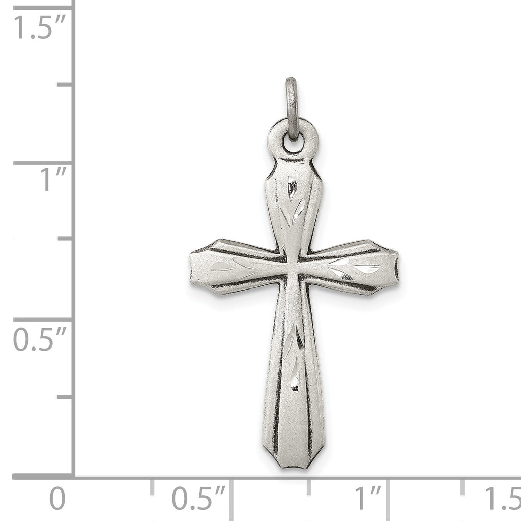 Sterling Silver 925 Cross Pendant with Polished Antique Finish