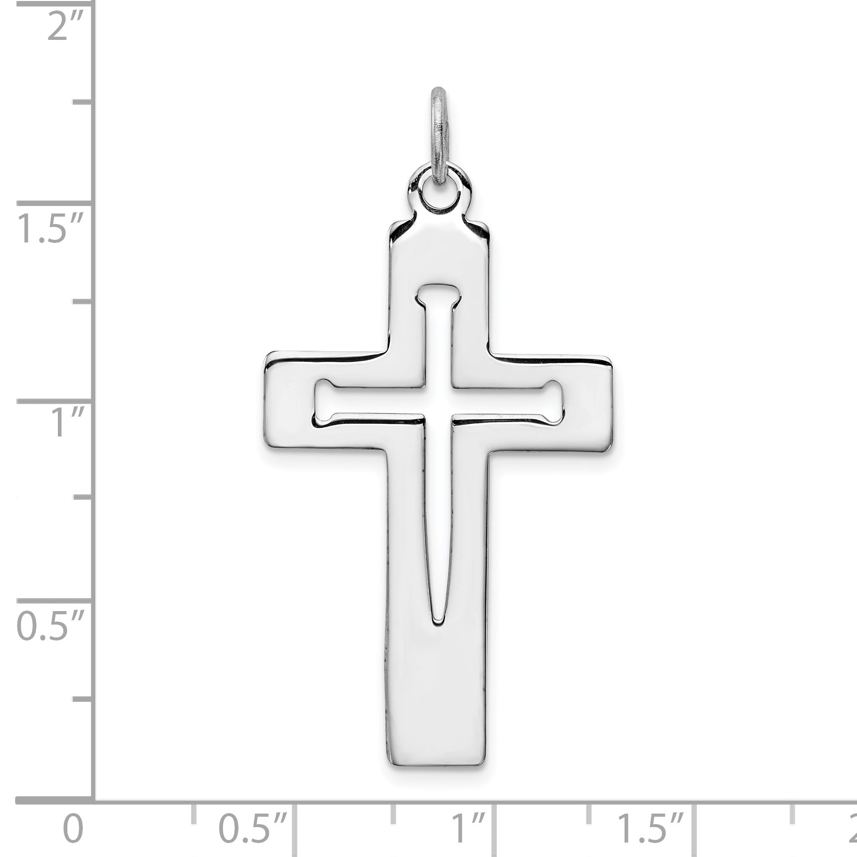 Sterling Silver 925 Polished Latin Cross Pendant Rhodium-Plated Sophisticated Design