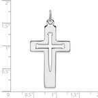 Sterling Silver 925 Polished Latin Cross Pendant Rhodium-Plated Sophisticated Design