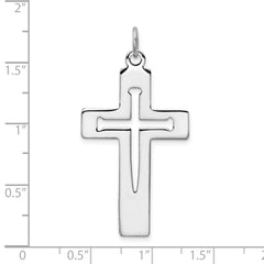 Sterling Silver Rhodium-plated Latin Cross Pendant