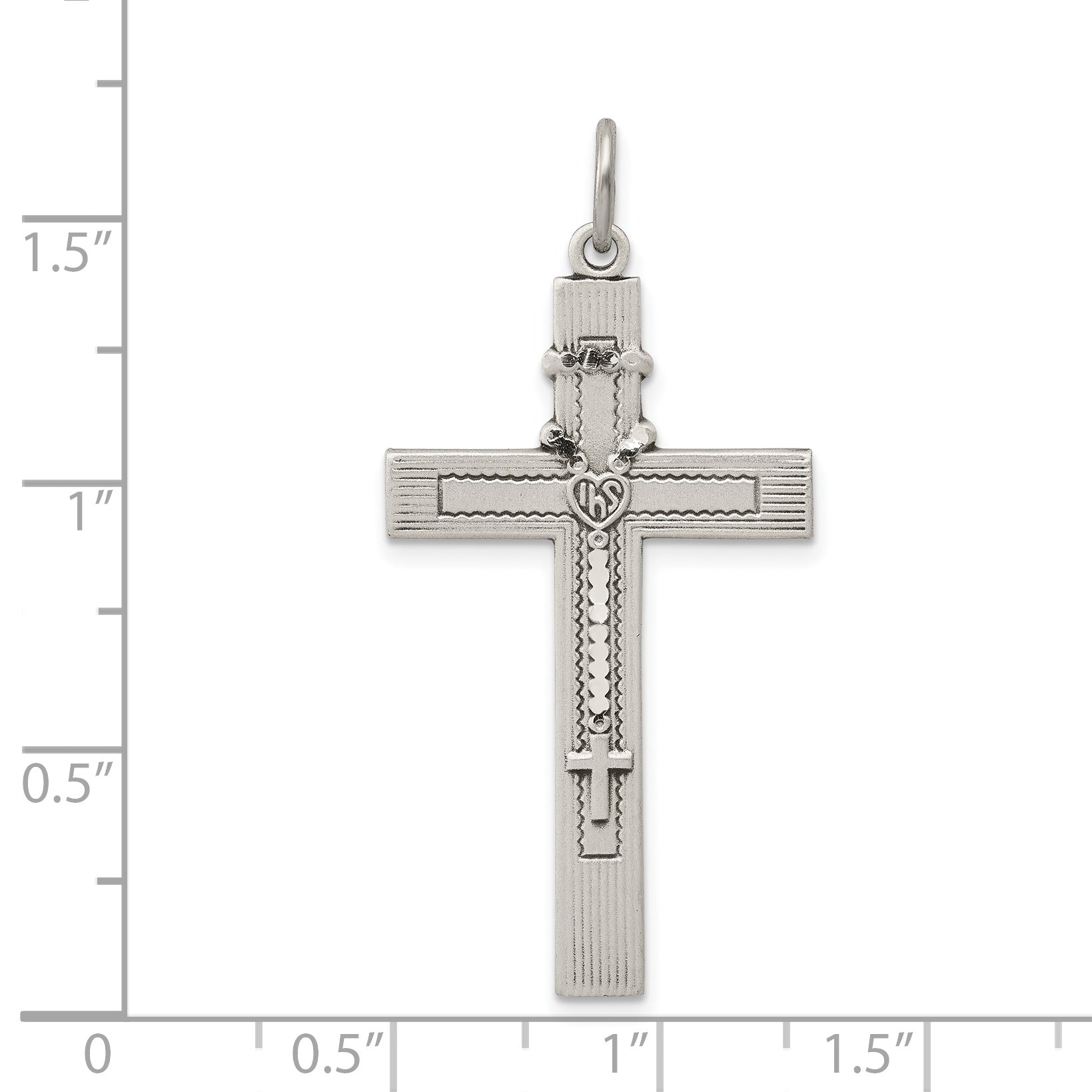 Sterling Silver 925 Antiqued Rosary Cross Pendant Vintage Charm