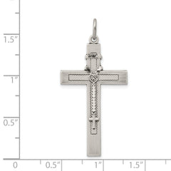 Sterling Silver Antiqued Rosary Cross Pendant