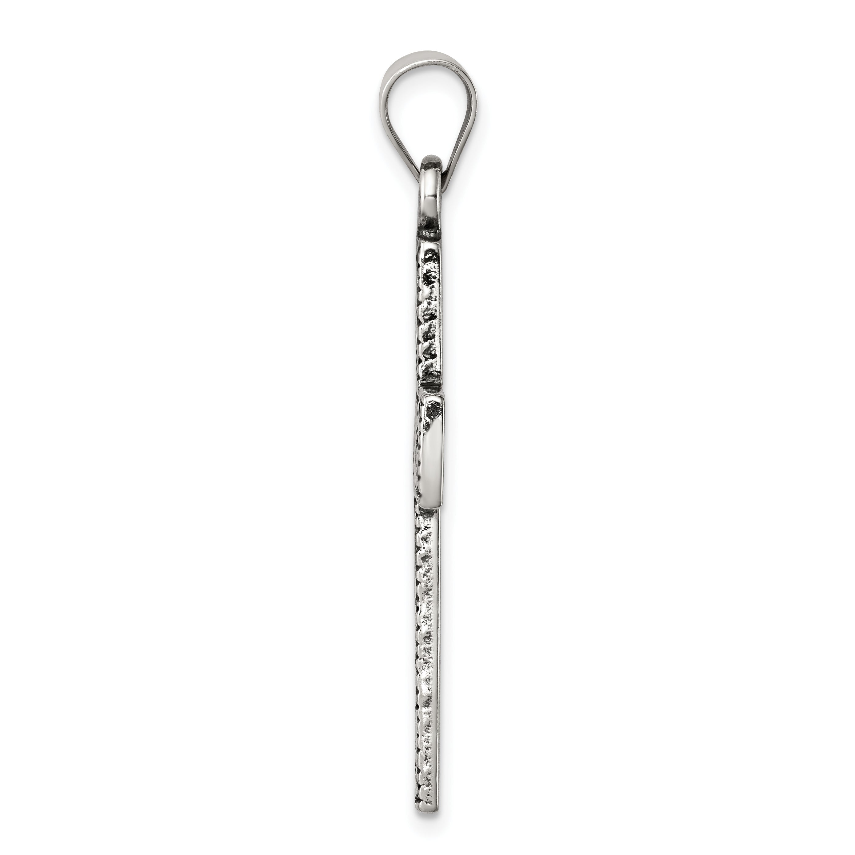 Sterling Silver 925 Antiqued Scroll Cross Pendant Polished Vintage Charm Secondary image