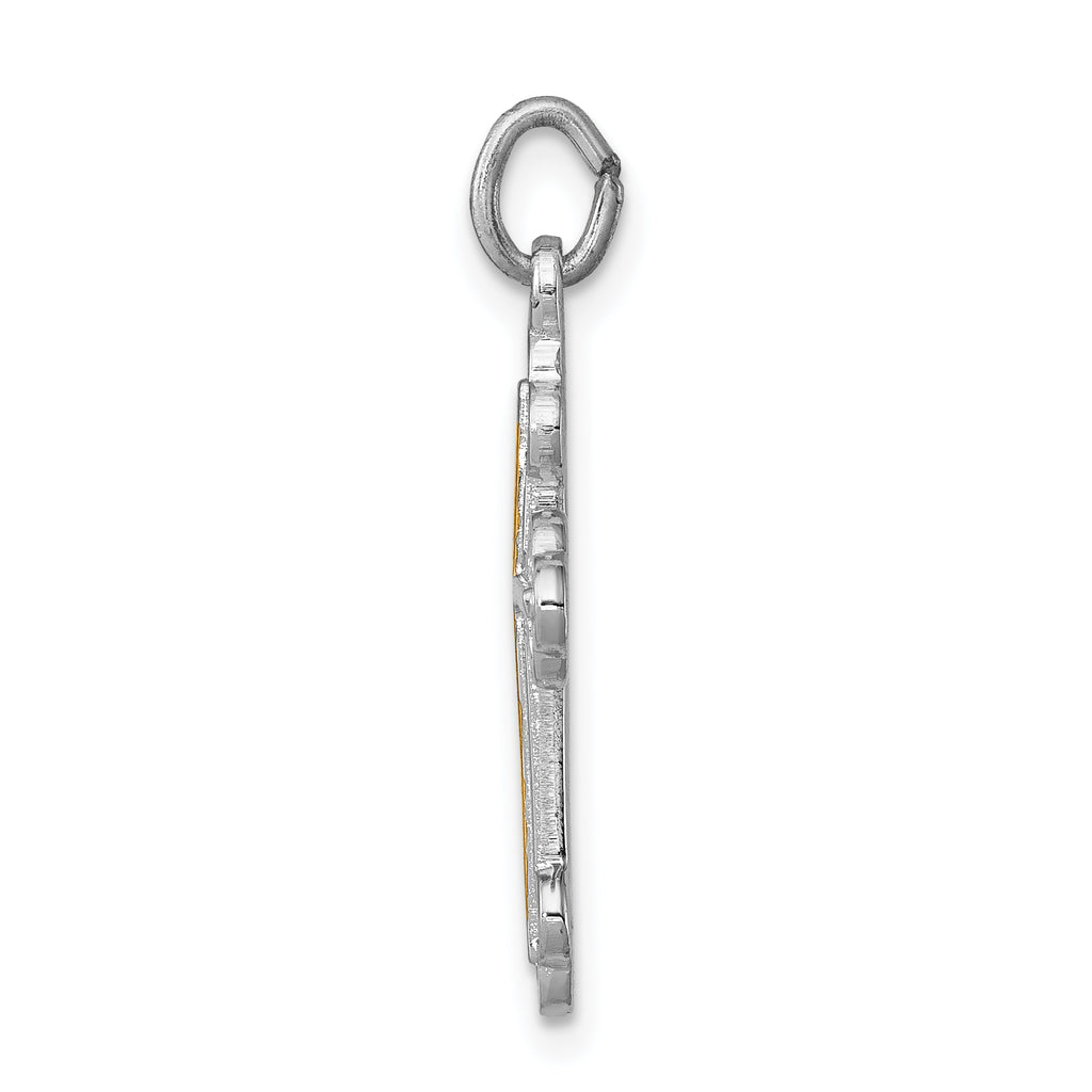 Sophia Jewelers 925 Sterling Silver Gold-Plated Cross Pendant with Rhodium Finish
