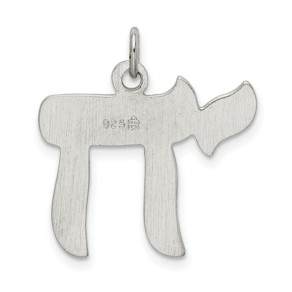 Sterling Silver 925 Polished Chai Pendant Elegant Rhodium-Plated Design