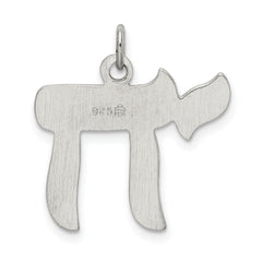 Sterling Silver 925 Polished Chai Pendant Elegant Rhodium-Plated Design