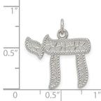 Sterling Silver 925 Polished Chai Pendant Elegant Rhodium-Plated Design