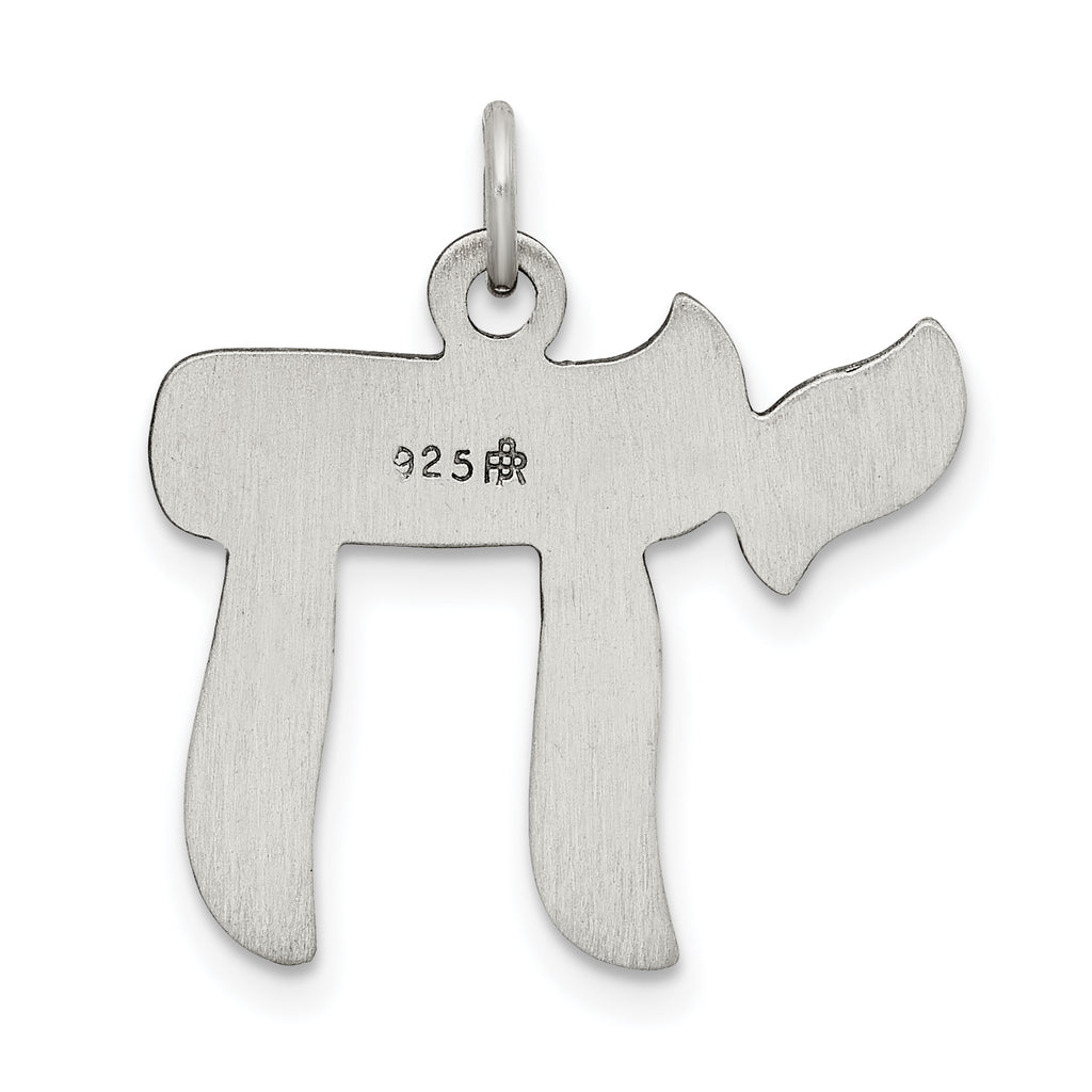 Sterling Silver 925 Chai Pendant with Antiqued Finish Vintage Charm